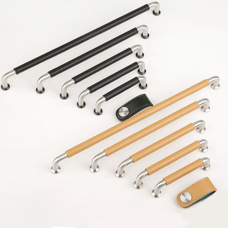 Современная ручка из искусственной кожи черная американская дверная