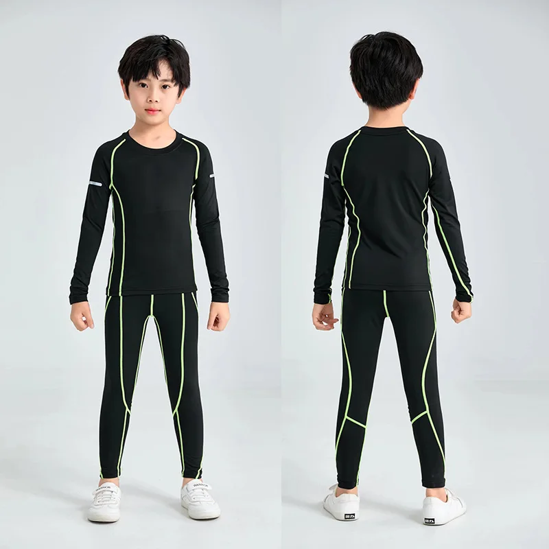 2PCS Kids Compression Base Layer Running Sets Survetement Football Basketball Soccer Training Pants Shorts Sport Tights Leggings