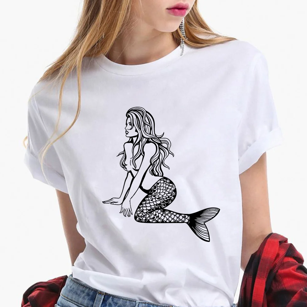 

Women Clothes The Little Mermaid Ariel Summer Tshirt Women Vogue Princess Streetwear Causal O-neck Funny Female T-shirt Tops