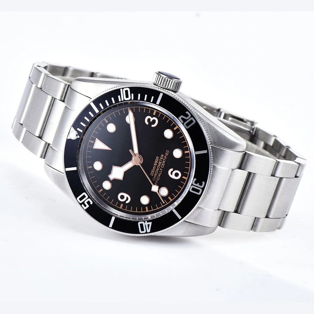 Механические мужские водонепроницаемые часы с браслетом из нержавеющей стали 41