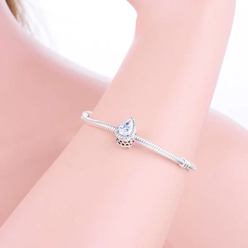 925 пробы серебряная ограненная циркониевая Хрустальная бусина подходит для