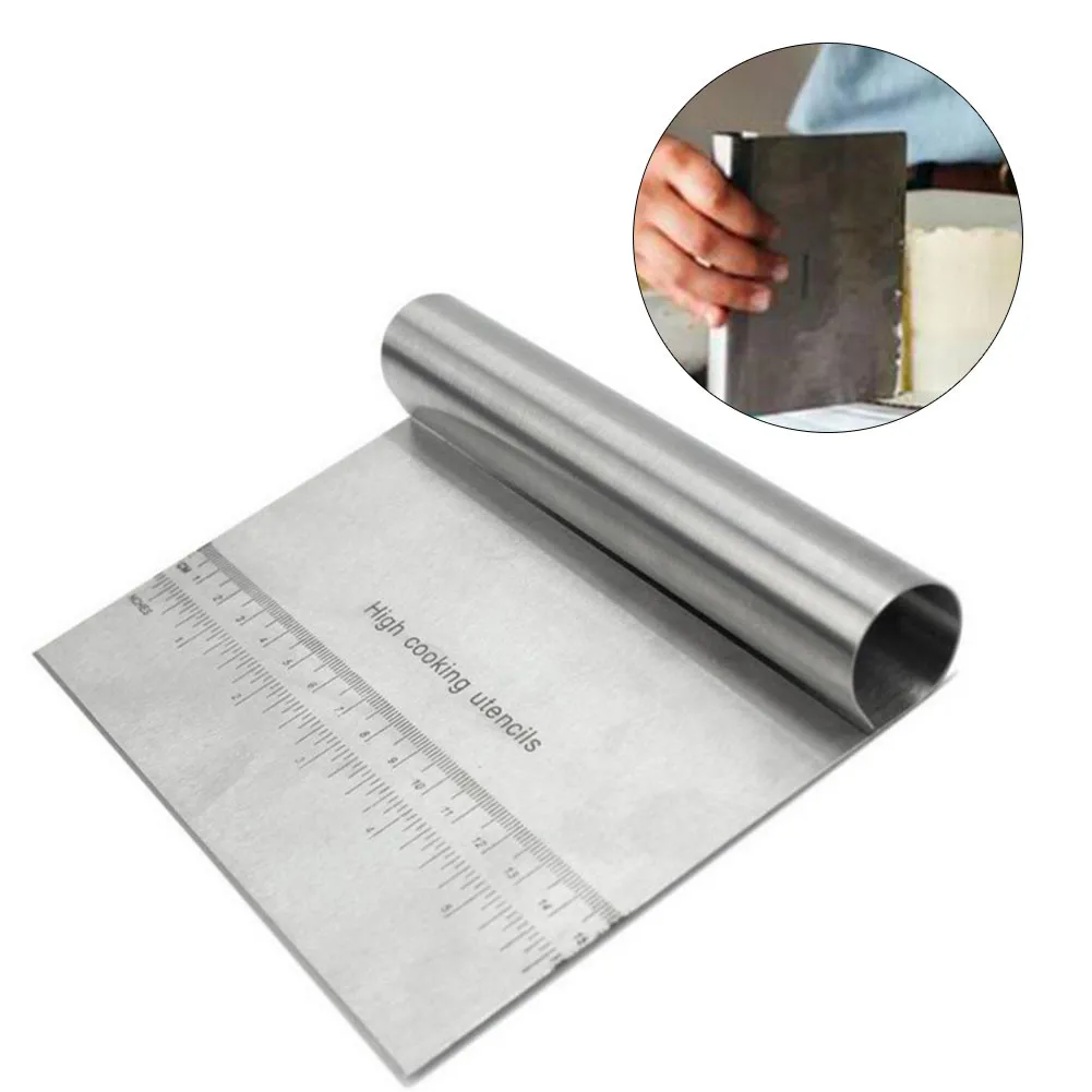 

2PCS Stainless Steel Cake Scraper Pastry Cutters Baking Cake Cooking Smoother Edge Kitchen Flour DIY Baking Tool