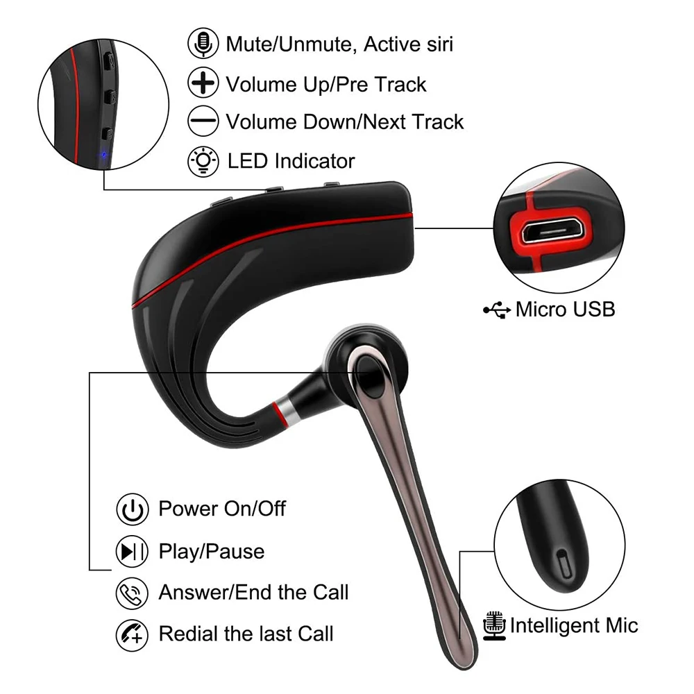 Bluetooth гарнитура CSR 5 0 с шумоподавлением микрофоном|headphones with mic|wireless earphone headphoneearphone