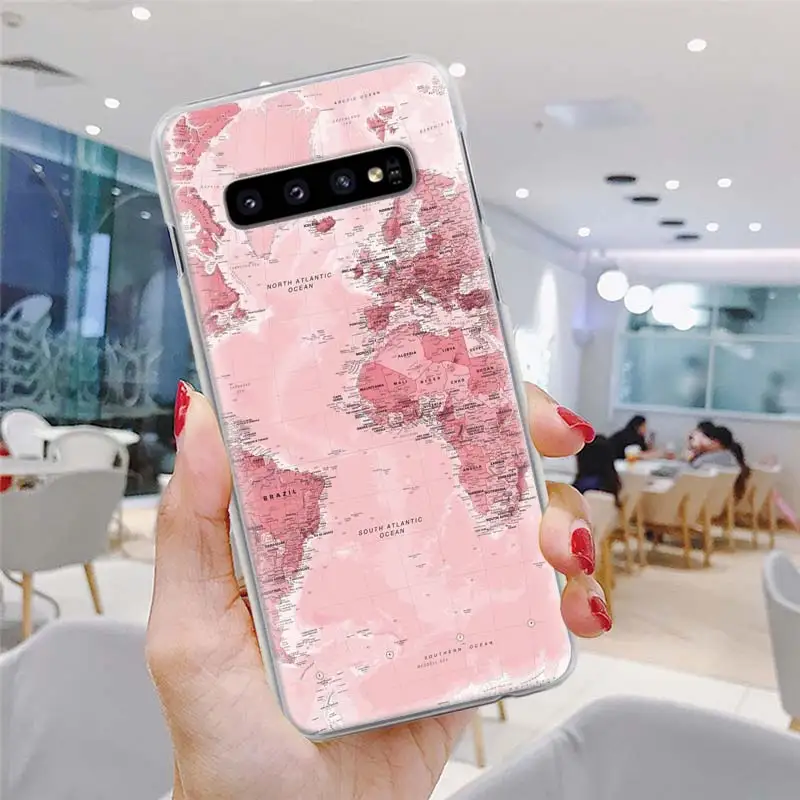 Карта мира самолет Дорожный Чехол для телефона для samsung Galaxy S10 S10e S8 S9 Plus Note 10 Plus 9 8 S6 S7 Edge Твердый Чехол