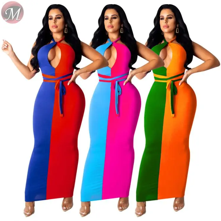 Горячая Распродажа летняя двухцветная Лоскутная женская модная одежда с