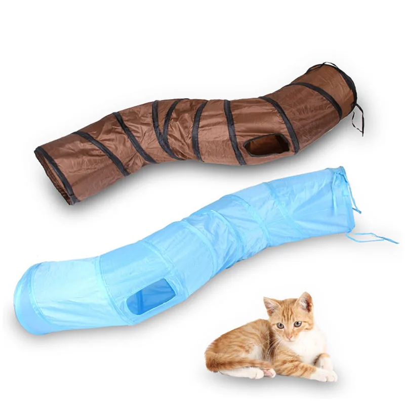 S-образный изогнутый туннель для кошек домашних животных с несколькими