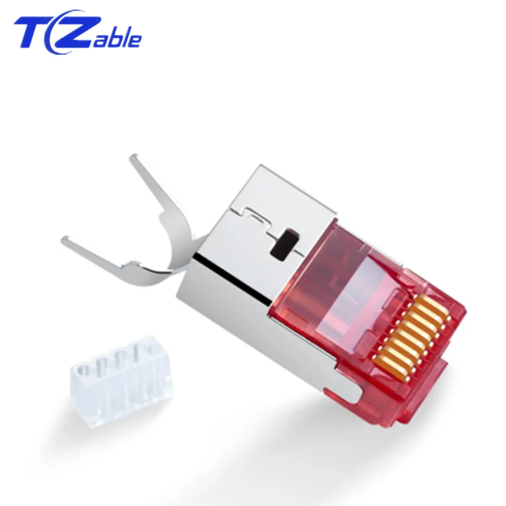 

RJ45 Connector Cat6 Cat7 Ethernet RJ 45 Adapter 8P8C Network Extender Extension Cable Gold-Plated Shield Modular Connector