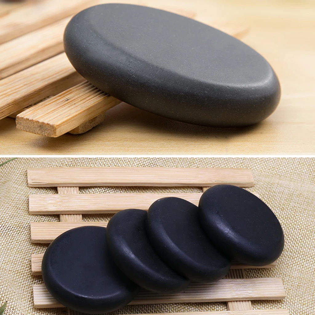 4pcs SPA Massage Energy Stones Kit Personal Hot Compress Spa Rock Basalt Body Health Care Stone |