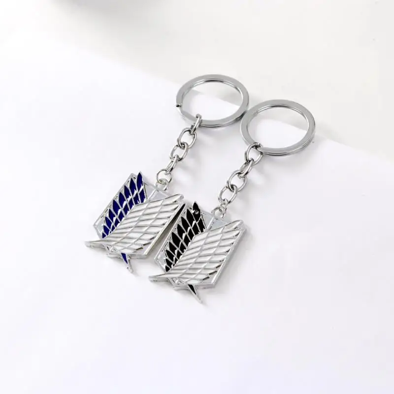 

1pc New Anime Attack on Titan Silver Color Drip Keychains Giant Legion Flag Cosplay Key Ring Car Key Holder Figure Toys Gift