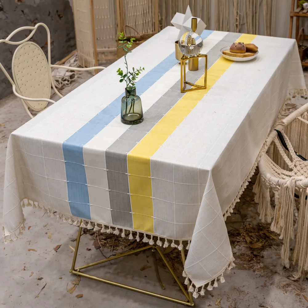 

Striped Cotton Linen Tablecloth For Table Cover Table Dining Desk Cloth Party Christmas Wedding Birthday Decoration
