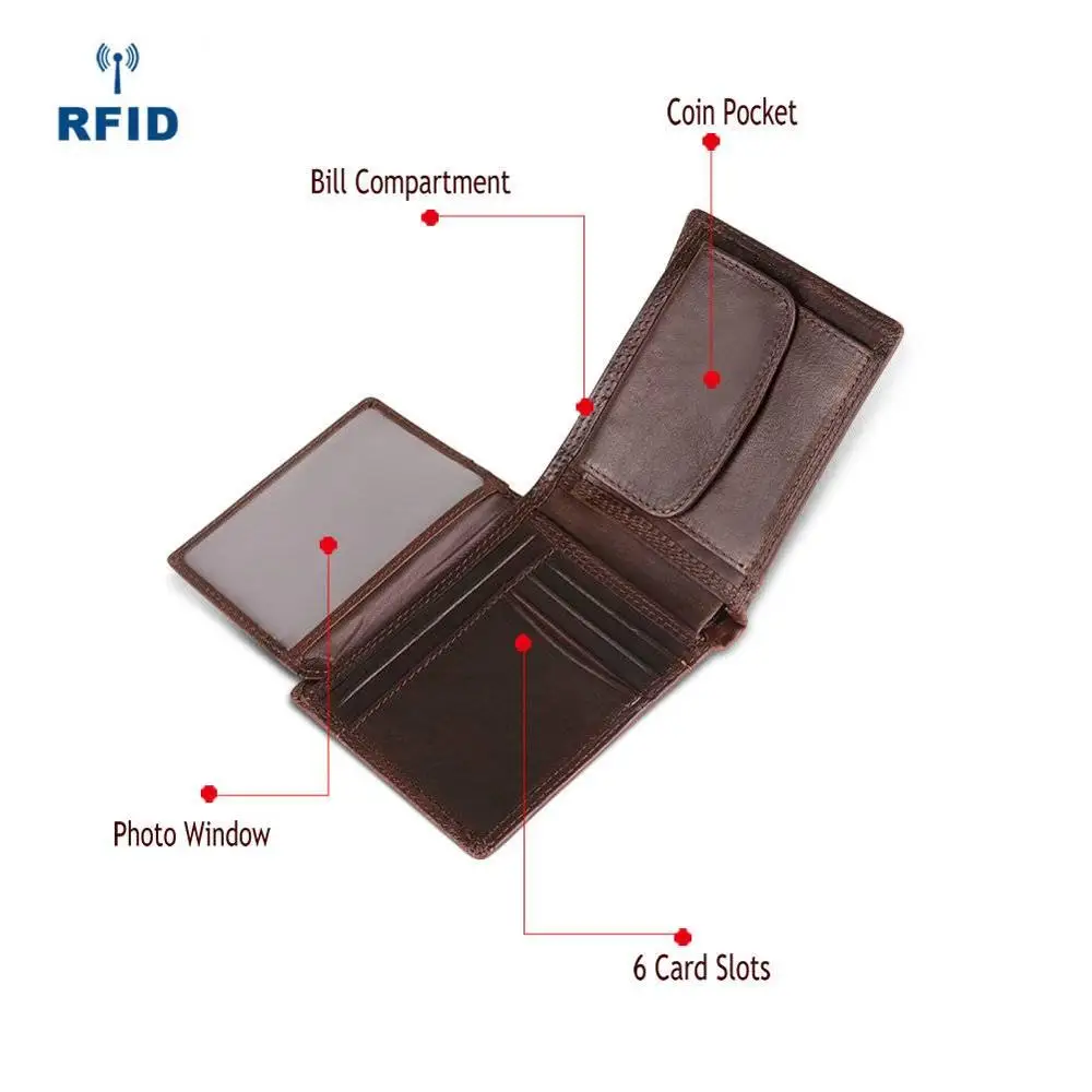 GENODERN Новые Rfid двойные мужские кошельки деловой мужской кошелек с карманом для