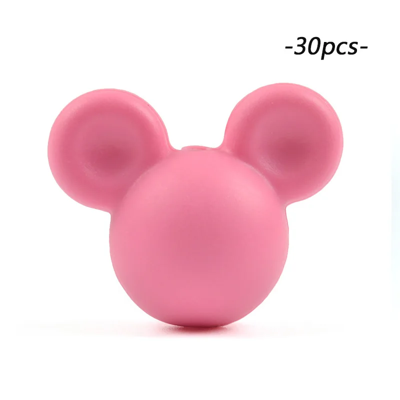 sakura LOFCA 30 шт Микки силиконовые бусины BPA бесплатно мультфильм детские игрушки для прорезывания зубов пищевой силикон для кормления ожерелье для изготовления соски цепь - Цвет: sakura