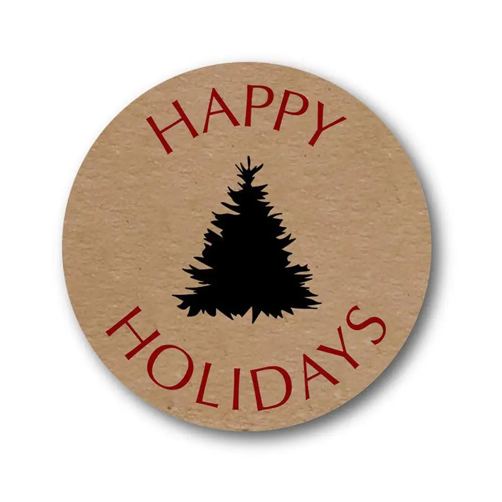 500Pcs Christmas Stickers Happy Holidays with Single Black Tree Sticke for Gift Packaging Baking Labels | Дом и сад