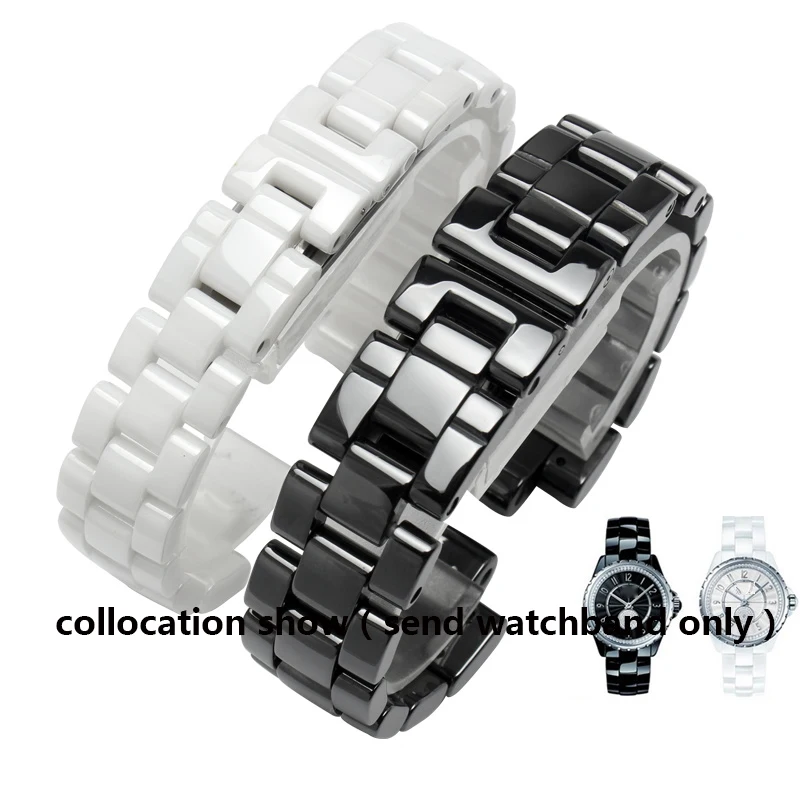 For J12 ceramics wristband high quality women's men's watch strap Fashion bracelet black white 16mm 19mm bands