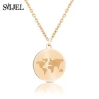 Ожерелье женское SMJEL, из нержавеющей стали, с картой мира, пчела, гора, Подвеска для женщин, подарки для путешественников