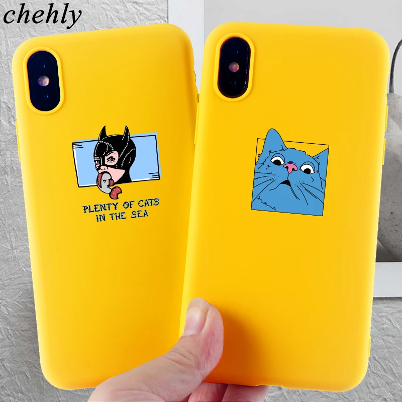 Модный чехол для телефона IPhone 6s 7 8 11 Plus Pro X XS MAX XR чехлы со смешным котом Мягкие