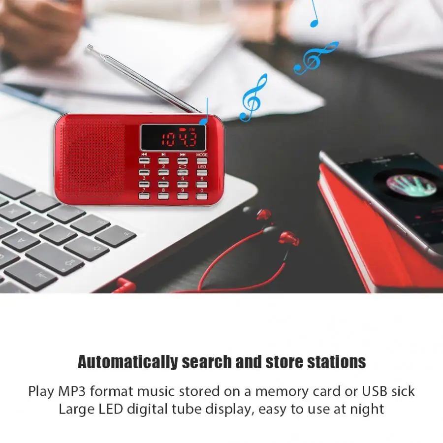 Портативный цифровой FM/AM радио mp3 плеер мультимедийный динамик с фонариком