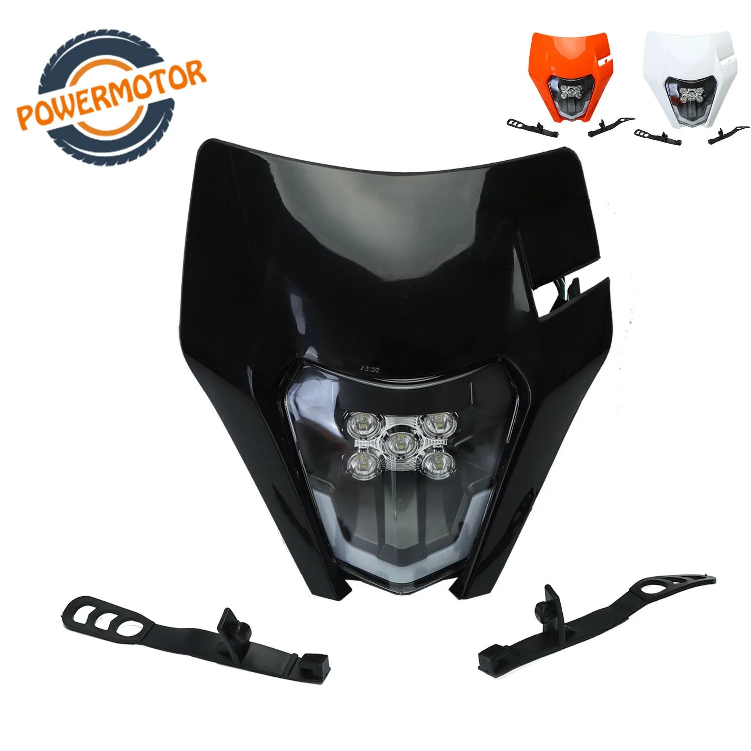 

12V LED Motorcycle Headlight Fairing Headlamp E8 Emark for SX-F SX EXC XC-W XC-F WR DRZ KLX KX YZ F Dirt Bike Fairing Mask