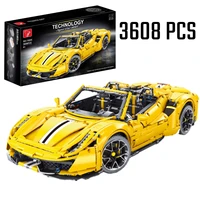 new high tech super car 488 master series yellow building blocks model assembled bricks sets 3608 pcs moc toys kids christmas gi