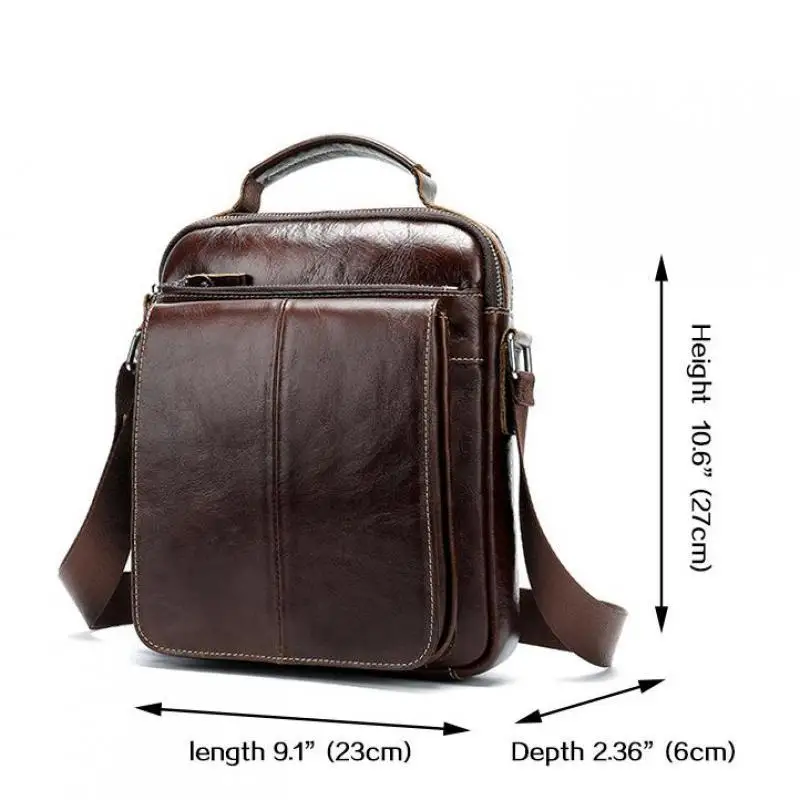 

YourSeason Retro Genuine Leather Men Casual Tote Handbags Casual Cowhide Solid Boys Zipper Shoulder Crossbody Bags 2021 Fashion