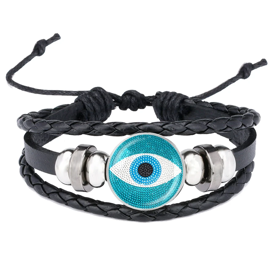 Синие браслеты со сглаза El Protector Ojo Turco Blue Evil Eye мощный защитный кожаный браслет