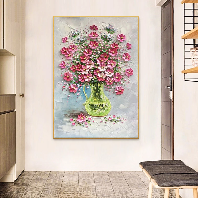 

Flower 3D Hand Painted Oil Painting On Canvas Thick Texture Abstract Handmade Home Office Wall Art Decorative Paintings No Frame