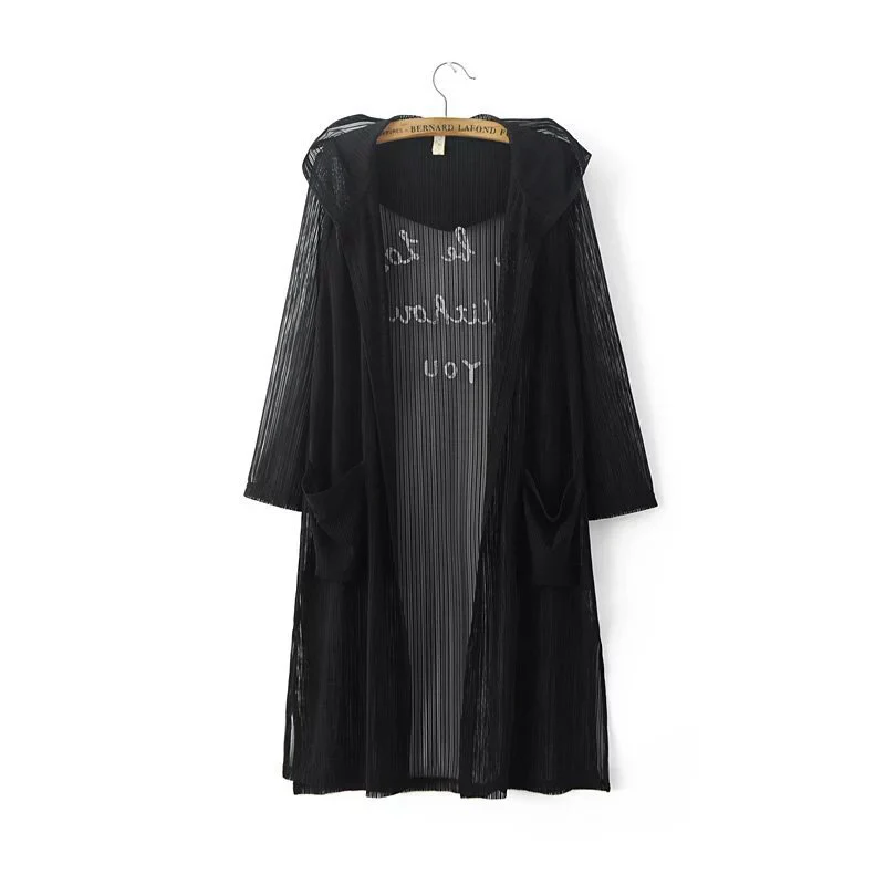 Женский Тренч с блестками Тонкий пляжный капюшоном | Женская одежда