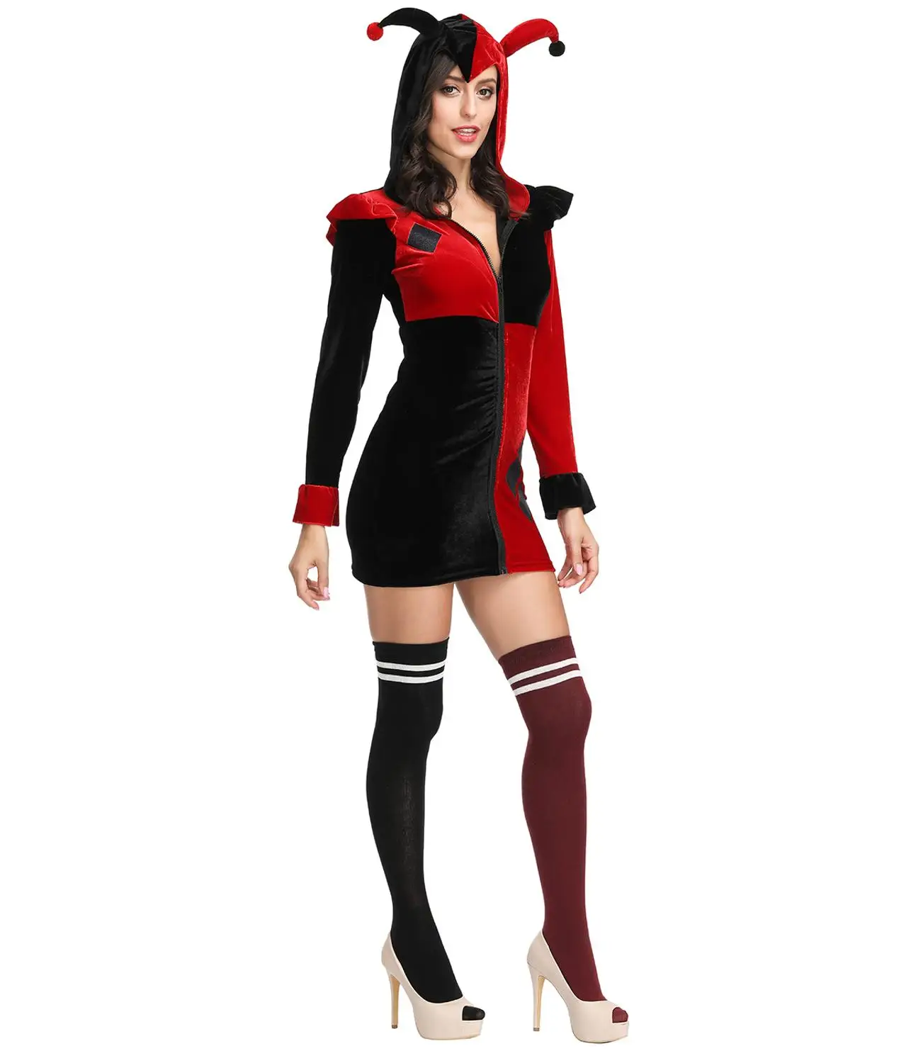 Для взрослых с длинным рукавом Толстовка капюшоном Забавный костюм клоуна для