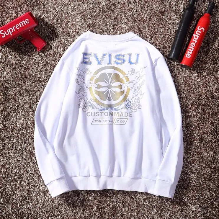 Evisu осенне-зимний мужской свитер с круглым вырезом, теплый дышащий Модный хлопковый свитер с принтом и длинными рукавами для мужчин и женщин, одежда для влюбленных - Цвет: 5007