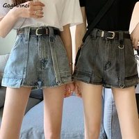 shorts women summer denim high waist pockets buttons wide leg korean style womens short chic fashion bf street wear casual retro