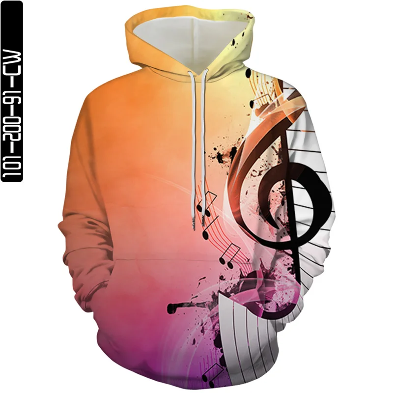 

Spring and autumn new hoodies men's and women's sweatshirts hooded 3d brand casual hoodies print music elements fashion neutral
