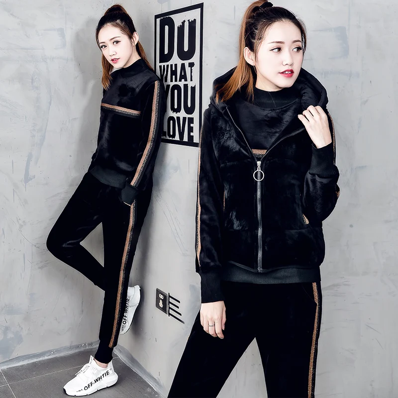 Женский спортивный костюм спортивная одежда Зимние флисовые бархатные толстые