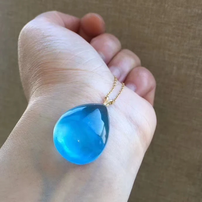 Натуральный аквамарин подвеска для мужчин и женщин новый подарок 28*22*12 мм синий