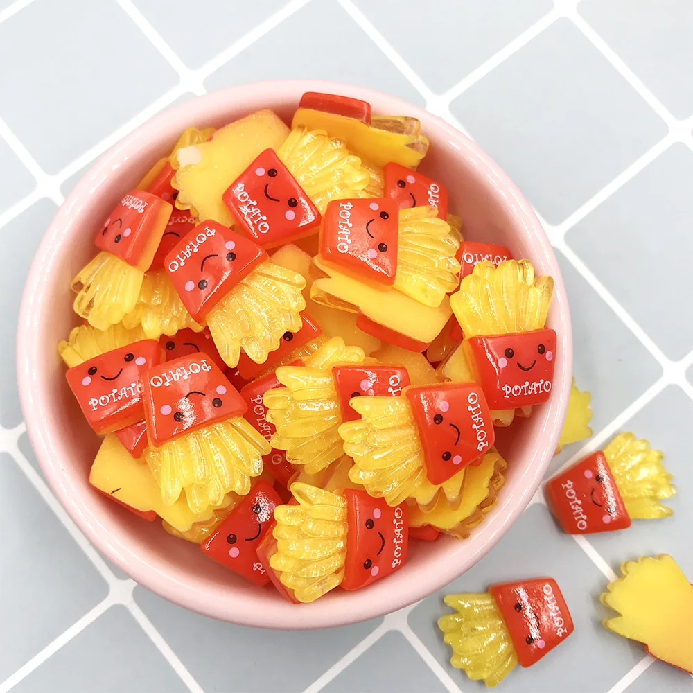 50 шт. блестящий кабошон с плоской спинкой картофель фри украшение для телефона