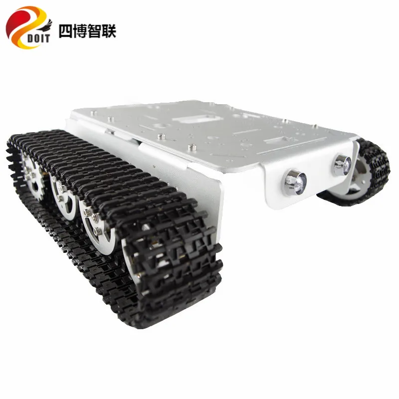 Silver tank chassis SZDOIT PS2 геймпад ручка управления металлический умный Танк шасси гусеничный автомобиль RC робот Платформа 12 В мотор DIY для Arduino игрушка - Цвет: Silver tank chassis
