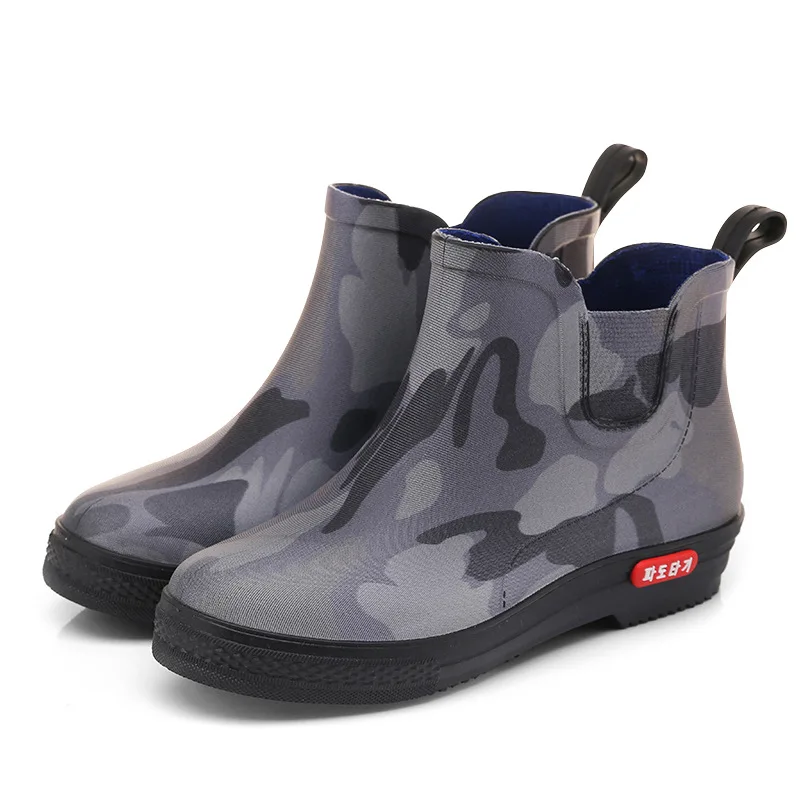 

Camouflage Men's Rain Boots PVC Ankle Boots Platform Rain Shoes 2021 Fashion Slip on Raining Shoes Mens Galoshes Waterproof Shoe