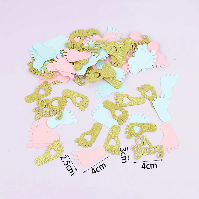 

1 Pack Boy Or Girl Feet Glitter Paper Confetti Scatter For Gender Reveal Party Baby Shower Baptism Party Table Decor Supplies