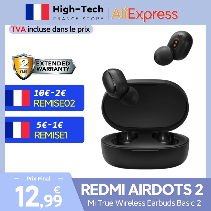 Беспроводные наушники Xiaomi Redmi AirDots 2 Mi True Wireless базовые Bluetooth 5.0 детской модели время