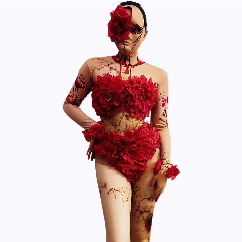 

Halloween Woman Costume Nightclub Party Dance Jumpsuit For Men And Women Gogo Costume Headgear Stage Clothing Accessories XS2681