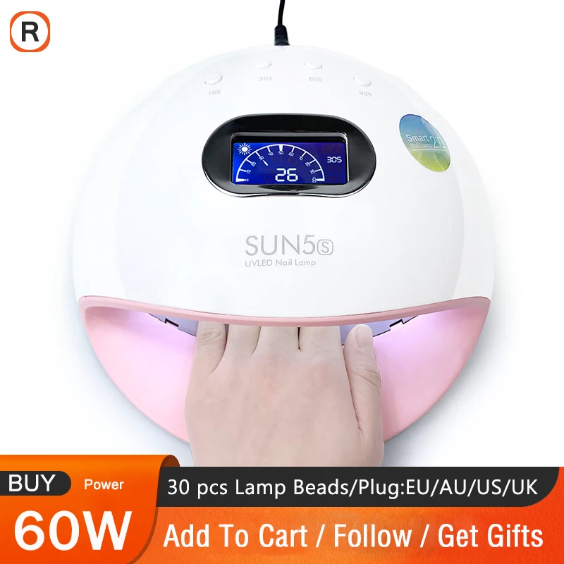 Новая быстросохнущая лампа SUN5s 60 Вт УФ-лампа умная Ice для отверждения УФ-гель-лака