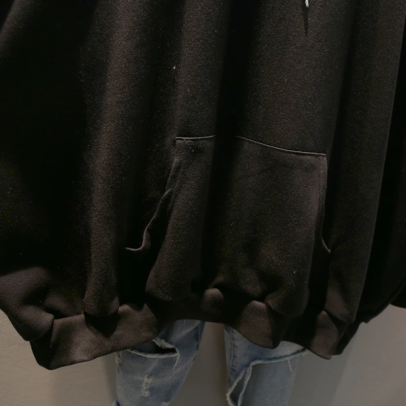 [EWQ] Autumn New Pattern Hooded Collar Long Sleeve Embroidery Print Loose Large Size Streetwear Sweatshirt Women AH62901