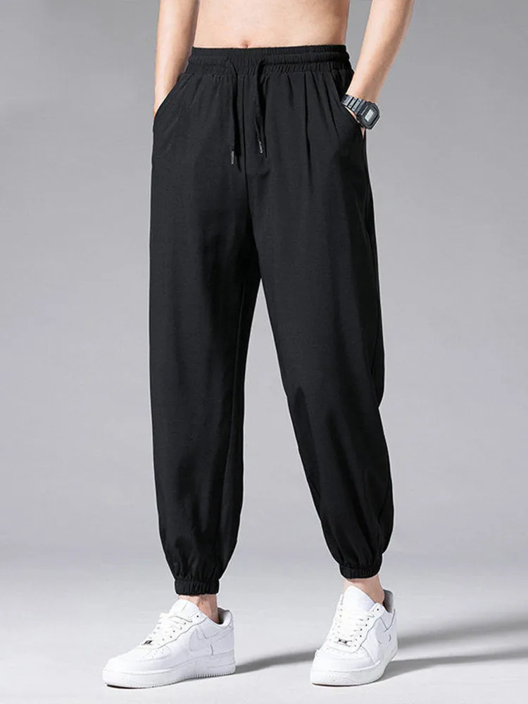

Summer ice silk pants men's thin quick drying sports loose trend wide leg pants men's trousers casual pants
