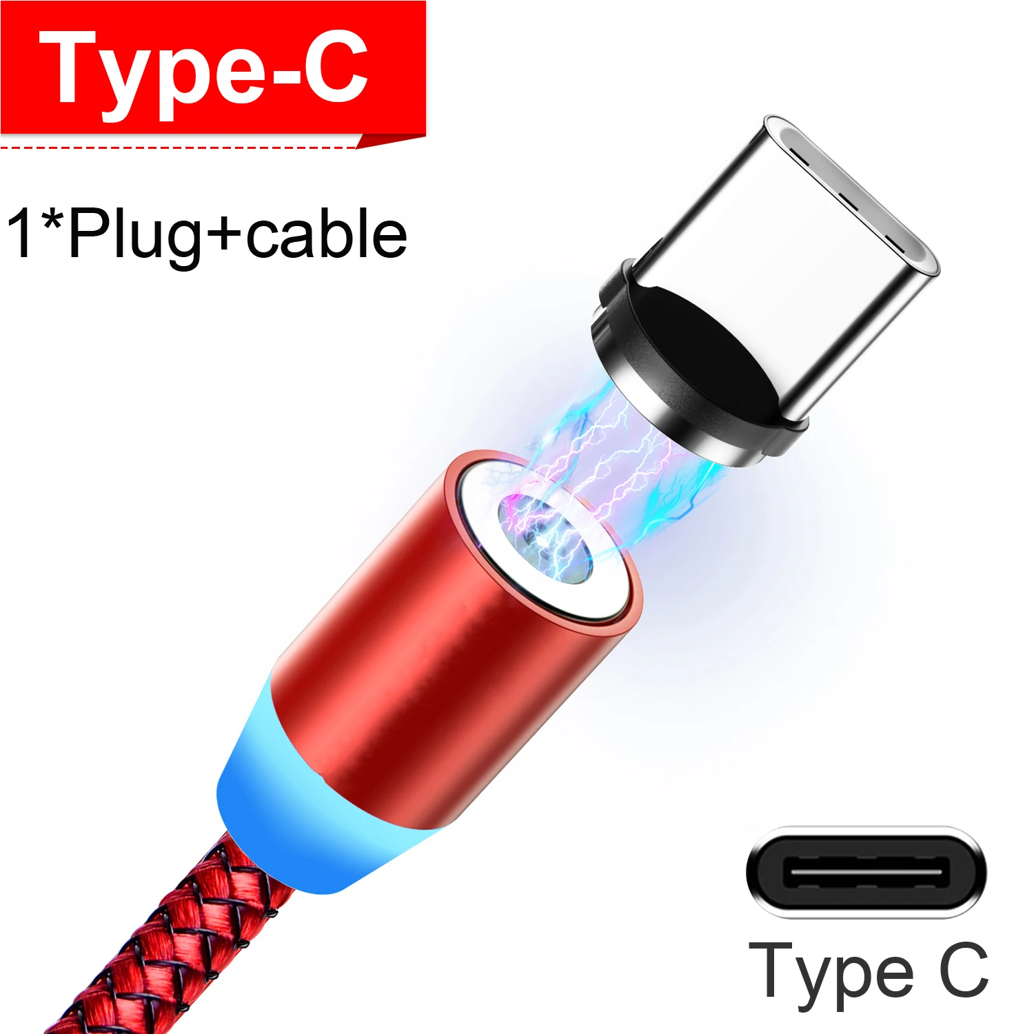 Red Type C Cable BaySerry Magnetic Cable USB Type C Cable For iPhone 11 Pro Max XR Samsung S9 Xiaomi LED Magnetic Fast Charging Micro USB C Cable - Цвет: Red Type C Cable