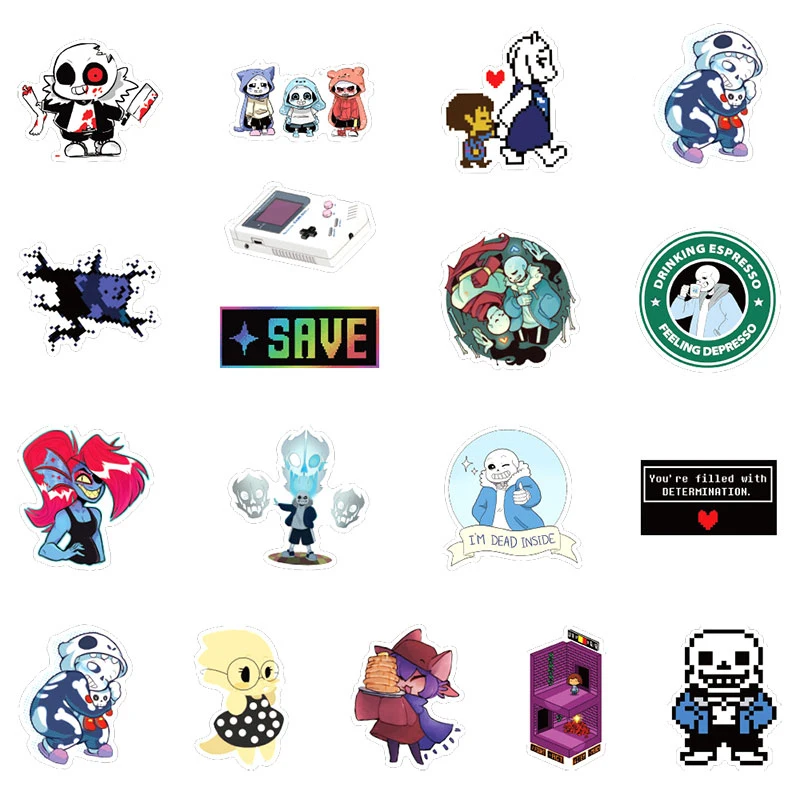 Undertale-pegatinas Juegos populares para coches, motocicletas, juguetes para ni&ntilde;os, equipaje, monopatines, caja de ordenador, 10/30/50 unids/paquete-2