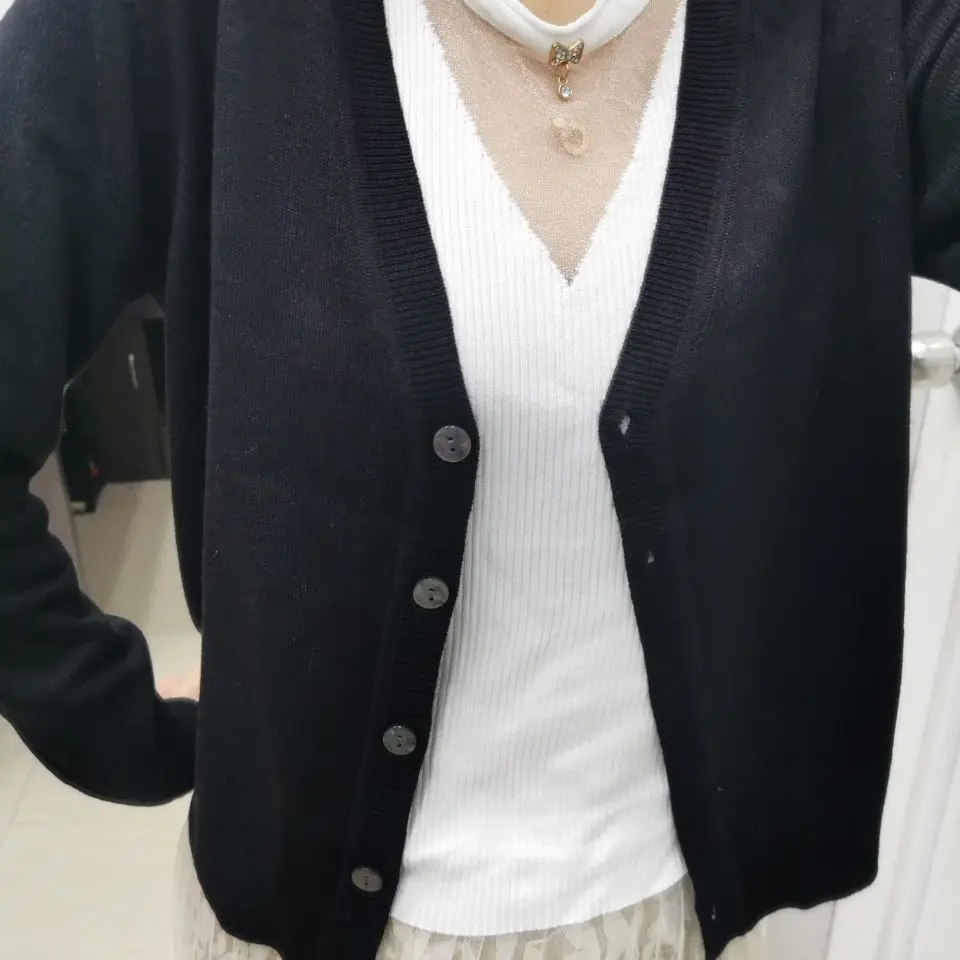 

Spring and autumn new cardigan sweater coat women's T-shirt short long sleeve V-neck thin air conditioning shirt shawl