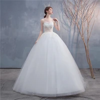 ezkuntza 2022 new off white strapless cheap simple wedding dress lace applique plus size slim princess ball gown robe de mariee