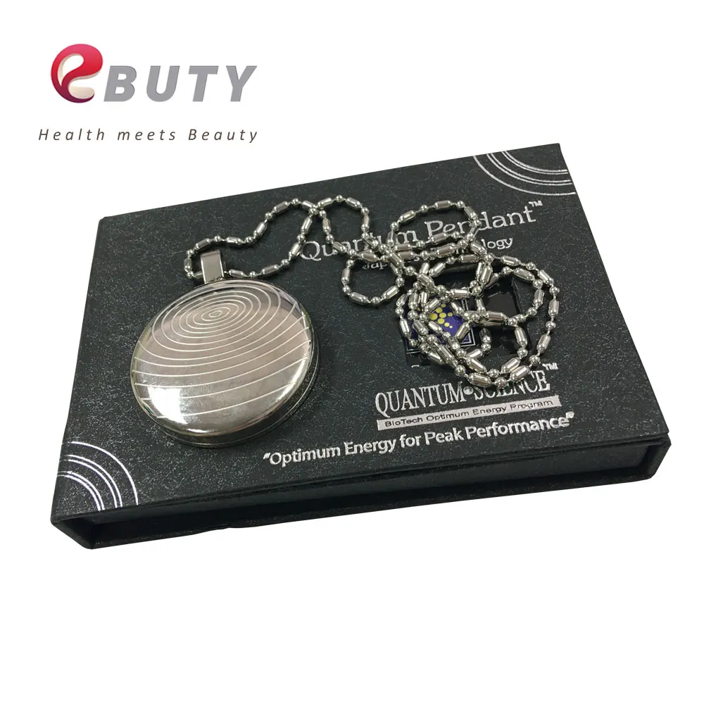 EBUTY серебряный кулон энергия здоровья каменные подвески отрицательные германиевые шарики модные Амулеты с цепочкой из нержавеющей стали и подарочной коробкой - Окраска металла: Silver