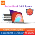 Ноутбук Xiaomi RedmiBook 14 II, Ryzen 5, 4500U, 16 ГБ8 ГБ DDR4 + 512 Гб SSD, 14 дюймов, Win10, ультратонкий металлический ПК, 100% sRGB, 65 Вт, Typc-C
