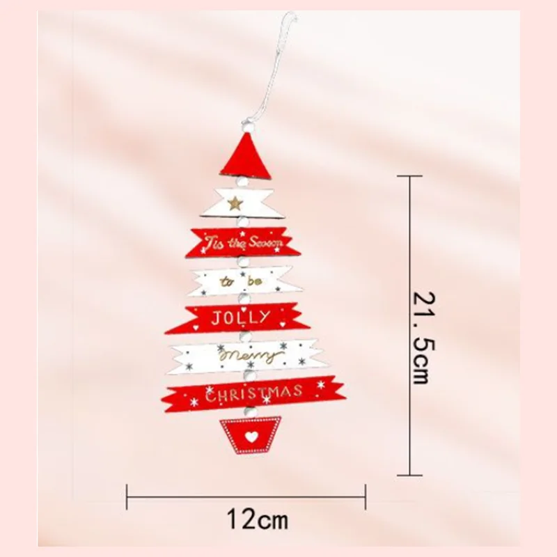 Creative Painted Wooden Christmas Tree Hanging String Christmas Pendant Window Display Ornaments Xmas Party Decors Kids Gift Toy