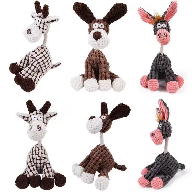 

Plush Sound Toys For Dog Chewing Teeth Bite-resistant Puppy Dog Corduroy Interaction Anxiety Accompany Toy Dog Training Product